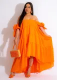 Women's sexy one shoulder long swing dress