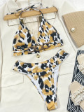 Bikini leopard print sexy women's split body swimsuit triangle bag swimsuit