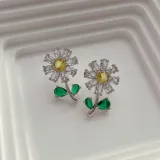 Minimalist design feel of sunflower zircon earrings