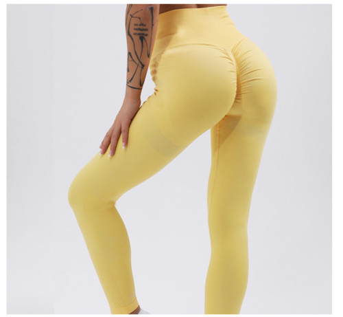 Honey Peach Hip Fitness Yoga Pants Moisture Absorbing and Sweatwicking Hip Lifting High Waist Sports Fitness Pants Leggings