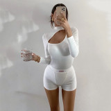 Sexy women's long sleeved pit heart machine jumpsuit