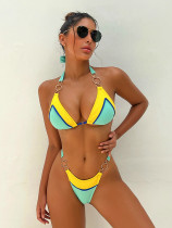 Bikini Solid Color Sexy Women's Split Swimwear Triangle Bag Swimwear