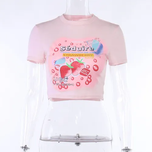 Basic round neck printed short sleeved T-shirt