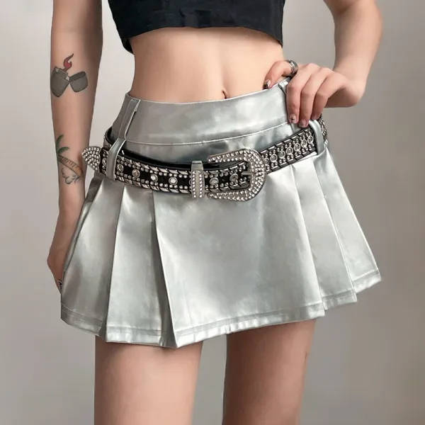 Women's solid color slim fitting street fashion high waisted skirt pleated skirt