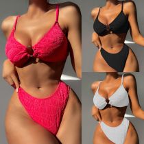Special pattern bikini solid color small circle triangle bag swimsuit
