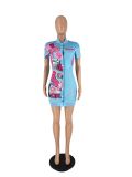 Women's button threaded printed personalized dress