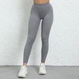 No Awkwardness Thread Brushing and Hip Lifting Nude Yoga Pants Wrinkled Peach Hip Sports Fitness Pants