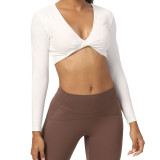 Nude yoga long sleeved women's fitness suit, sports yoga long sleeved T-shirt, sports fitness top
