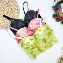 Colored flower bra with salt cute windfish bone strap slim fitting elastic vest