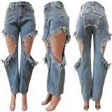 Sexy distressed washed jeans