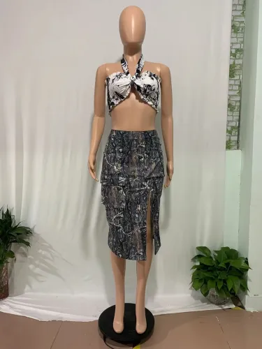 Women's camouflage split three-dimensional pocket half length skirt eBay slim fit sexy wrap hip skirt