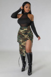 Women's camouflage split three-dimensional pocket half length skirt eBay slim fit sexy wrap hip skirt