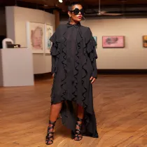 Chiffon oversized shirt Women's irregular lining dress