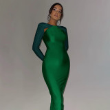 Sexy Tight Long Spicy Girl Brick Set Long Sleeve Spliced Dress