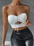 Drawstring Tank Top Wrapped Chest Women's Sexy Hollow Out Ultra Short Top Women's Underlay Bra