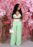 Loose and sexy bra with a loose and sagging feel, straight tube mop pants set, high waisted wide leg pants, two-piece set