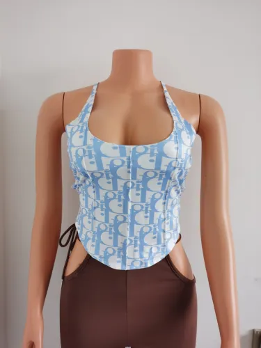 Solid Multi Element Fashion Sign Letter Belly Pocket Small Tank Top Bra