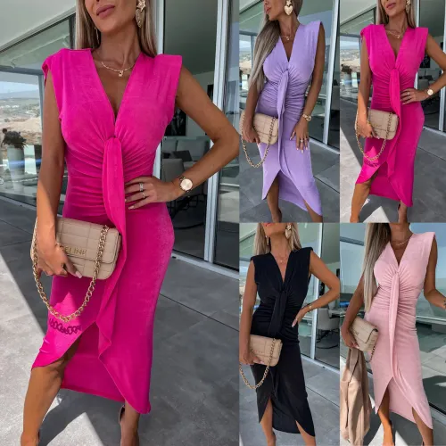 Pleated casual dress loose holiday dress