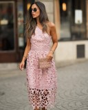 Lace sloping shoulder casual dress Multi color dress