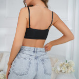 Lace Sexy Chest Wrapping Underwear Steel Ring Gathering Top Splice Flash Diamond Chain Strap Tank Top