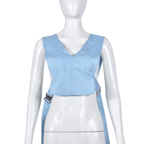 High elastic denim adjustable buckle tied vest for women's top