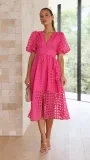 Fashion Multicolor Lantern Sleeve Dress Casual Party Dress