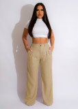 Women's linen cotton casual pants, breathable straight tube pants, cotton linen pants
