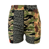 Women's cotton button zipper camouflage slim fitting sexy shorts