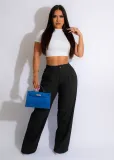 Women's linen cotton casual pants, breathable straight tube pants, cotton linen pants