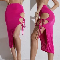 Side Design Strap High Split Sexy Slim Fit Beach Holiday Skirt