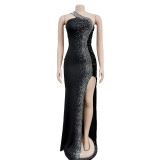 Fashion Women's Solid Color Hot Diamond Sequins Sleeveless Long Dress Dress