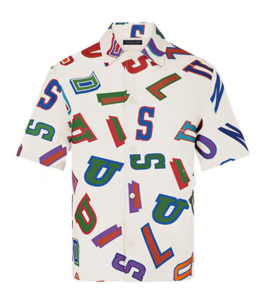 Loose Graffiti Letter Print Design Feels Small and Unique Short Sleeve Polo Neck Shirt