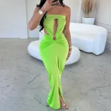 Chest Wrapped Hollow Open Back Style Commuter Dress