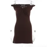 Irregular Design Slim Fit Off Shoulder Dress