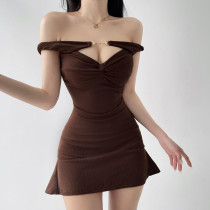 Irregular Design Slim Fit Off Shoulder Dress