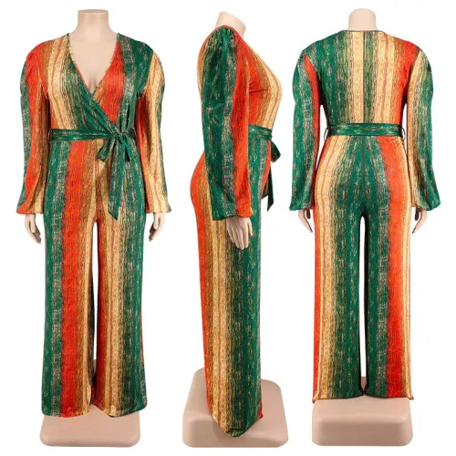 Long sleeved straight tube jumpsuit pants