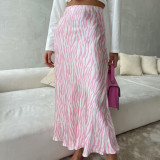 Printed half length skirt for women's mid length fashionable fishtail A-line skirt
