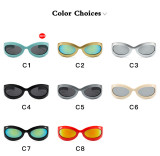 Retro Oval Frame Trendy Sunglasses Future Tech Hip Hop Punk Sunglasses