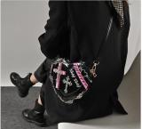 Heart shaped bag with personalized rivet punk style shoulder bag