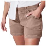 Fashionable and minimalist pocket with high stretch twill casual shorts for lifting buttocks