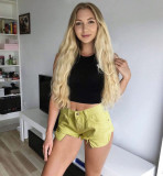 Women's sexy denim shorts, holiday style, loose, elastic free curled edge, open pocket beach hot pants