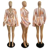Deep V Sexy Style Slim Waist Shirt One Piece