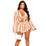 Deep V Sexy Style Slim Waist Shirt One Piece