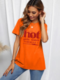 Casual style short sleeved top letter printed T-shirt