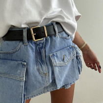 Slim fitting three-dimensional pocket short skirt for women