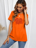 Cotton Short Sleeve Top Letter Printed T-shirt