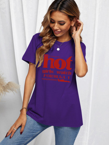 Casual style short sleeved top letter printed T-shirt