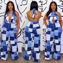 Women's sleeveless loose fitting jumpsuit casual pants