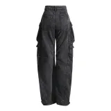 Multi bag wide leg jeans fashionable cargo pants hip-hop super cool series pants
