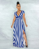 Fashion Stripe Shaped Split Dress